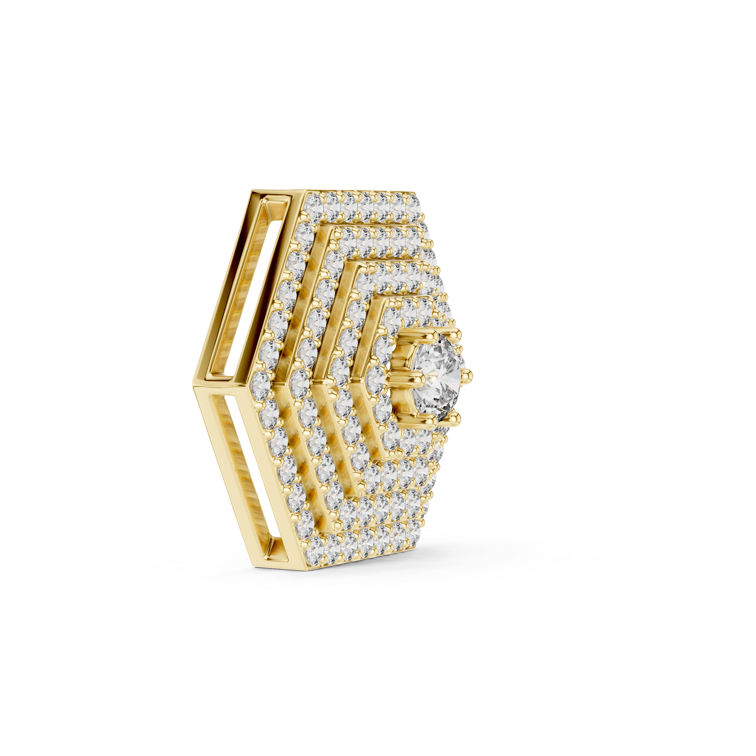 Geometric Hexagon Pavilion Diamond Pendant