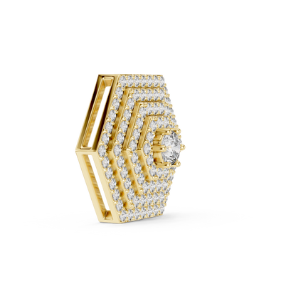 Geometric Hexagon Pavilion Diamond Pendant