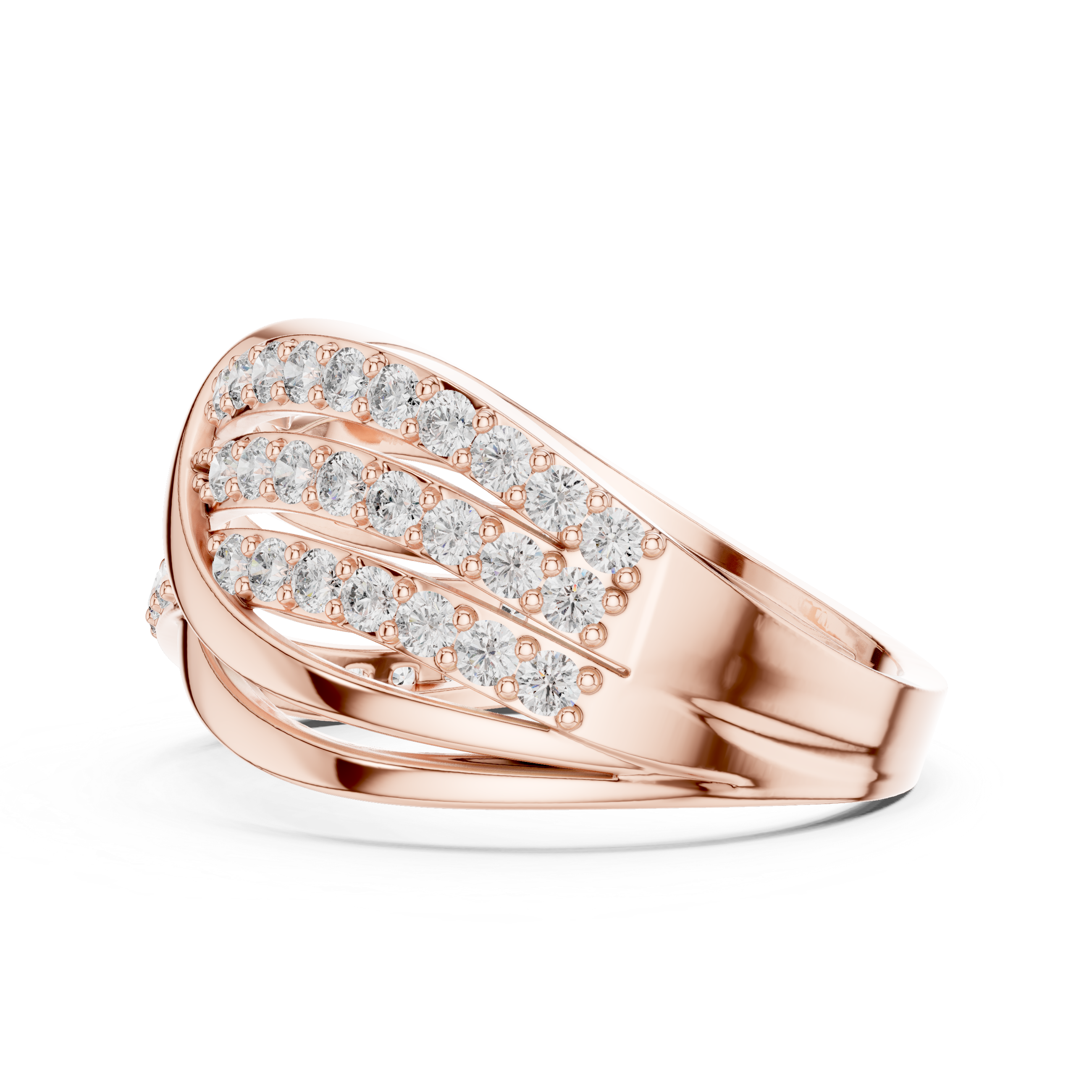 Multi-Row Crossover Pavé Diamond Statement Band
