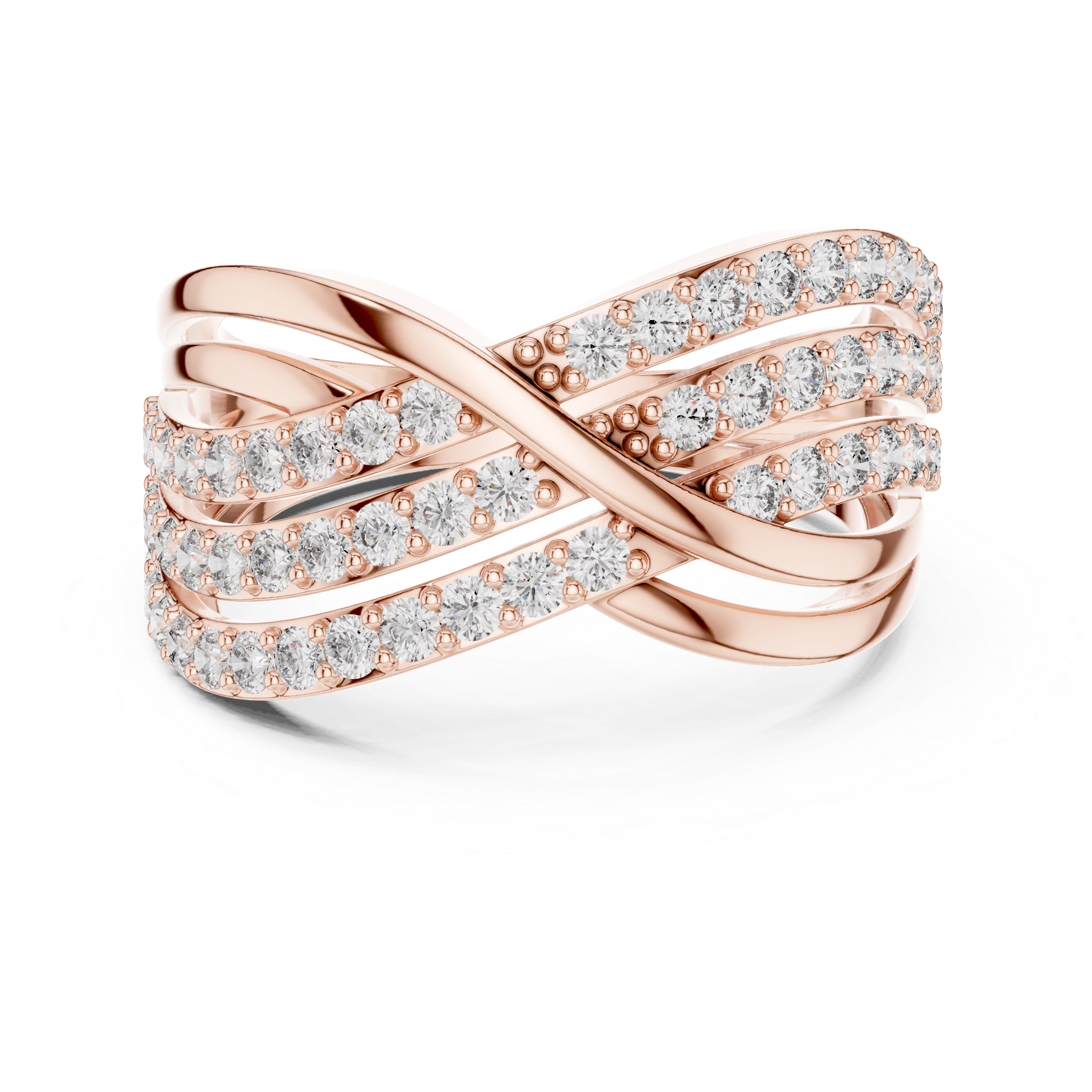Multi-Row Crossover Pavé Diamond Statement Band