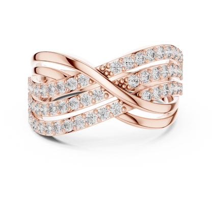 Multi-Row Crossover Pavé Diamond Statement Band