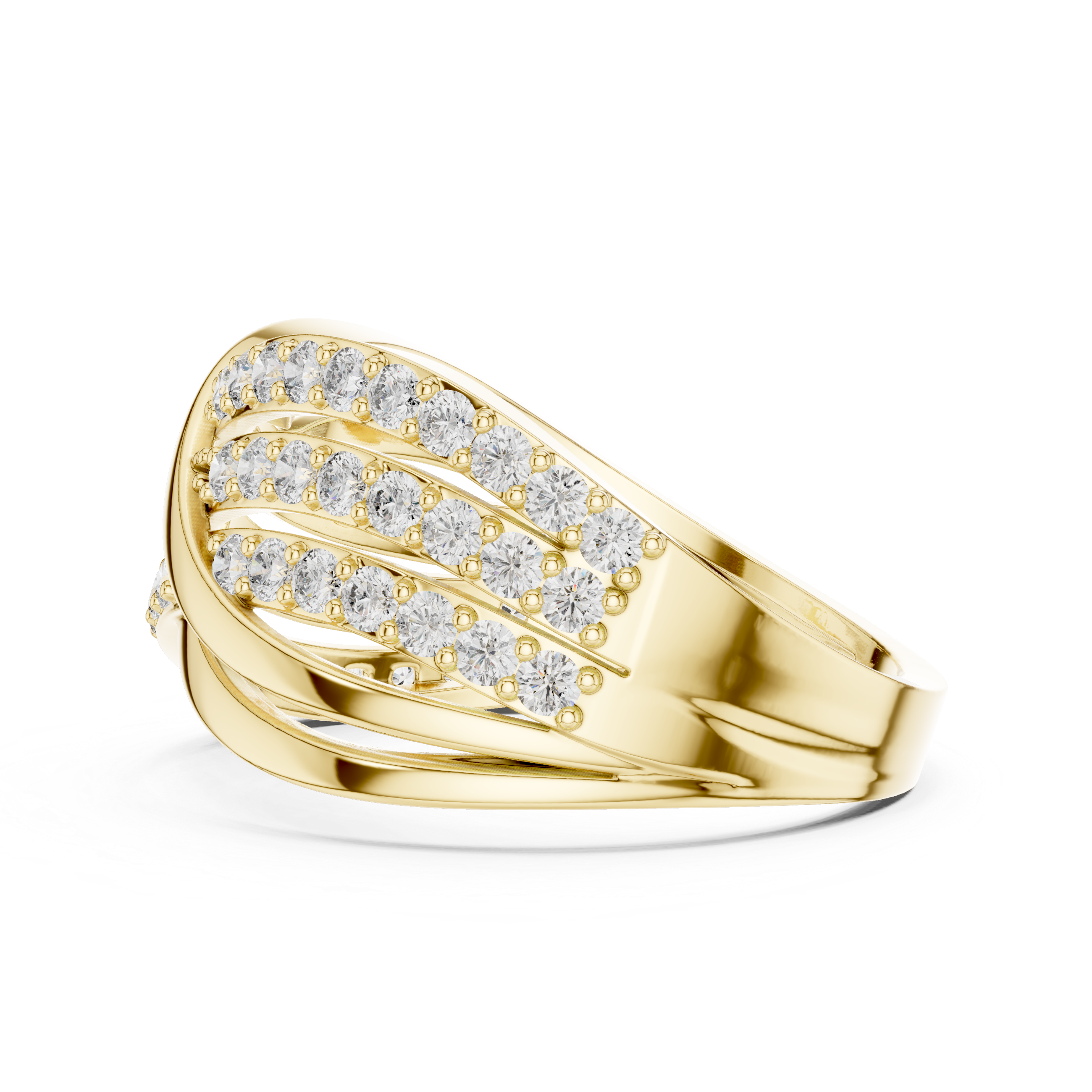 Multi-Row Crossover Pavé Diamond Statement Band