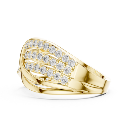 Multi-Row Crossover Pavé Diamond Statement Band