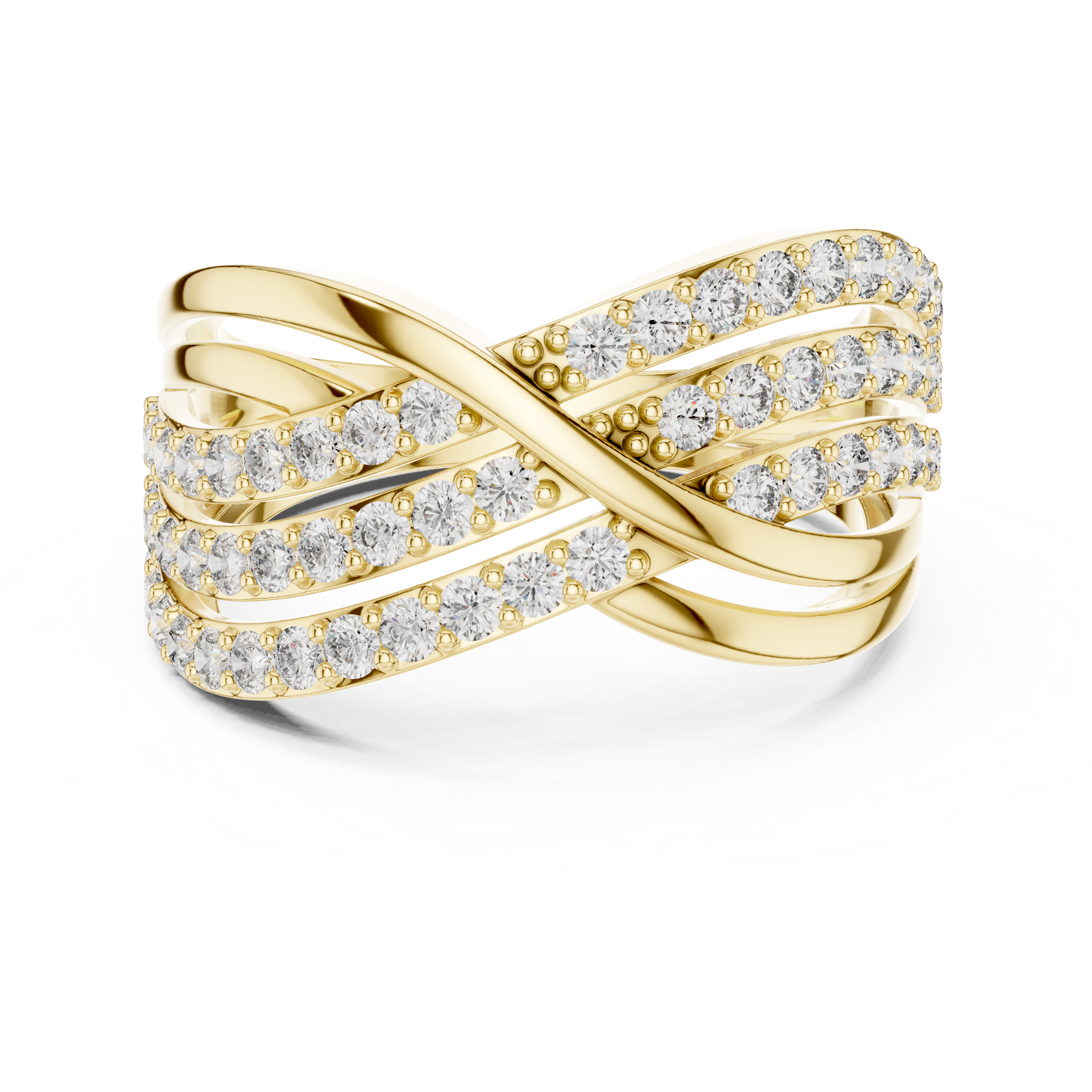 Multi-Row Crossover Pavé Diamond Statement Band