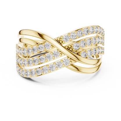 Multi-Row Crossover Pavé Diamond Statement Band