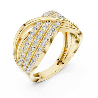Multi-Row Crossover Pavé Diamond Statement Band