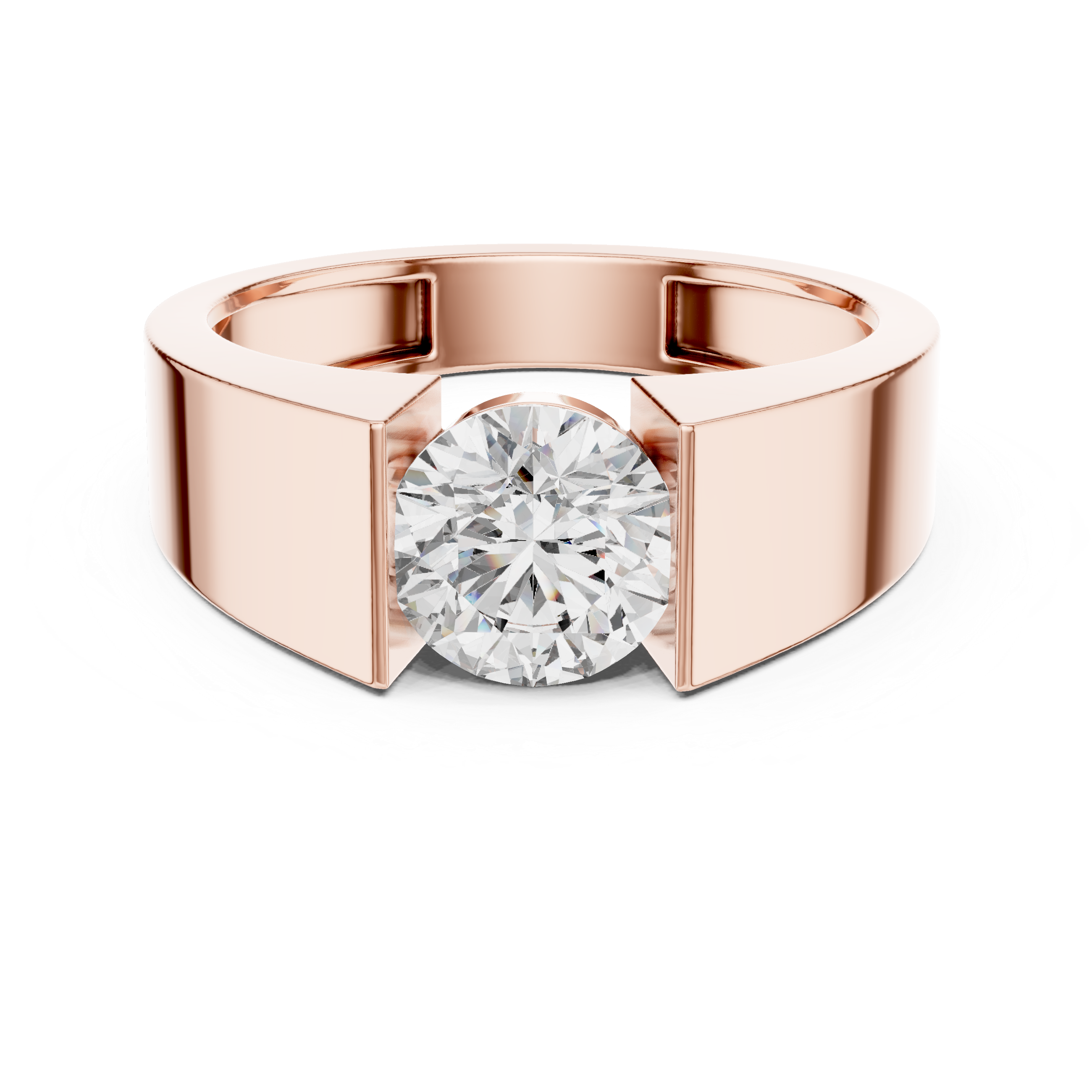 Round Cut Diamond Tension-Set Solitaire Ring