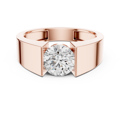 Round Cut Diamond Tension-Set Solitaire Ring