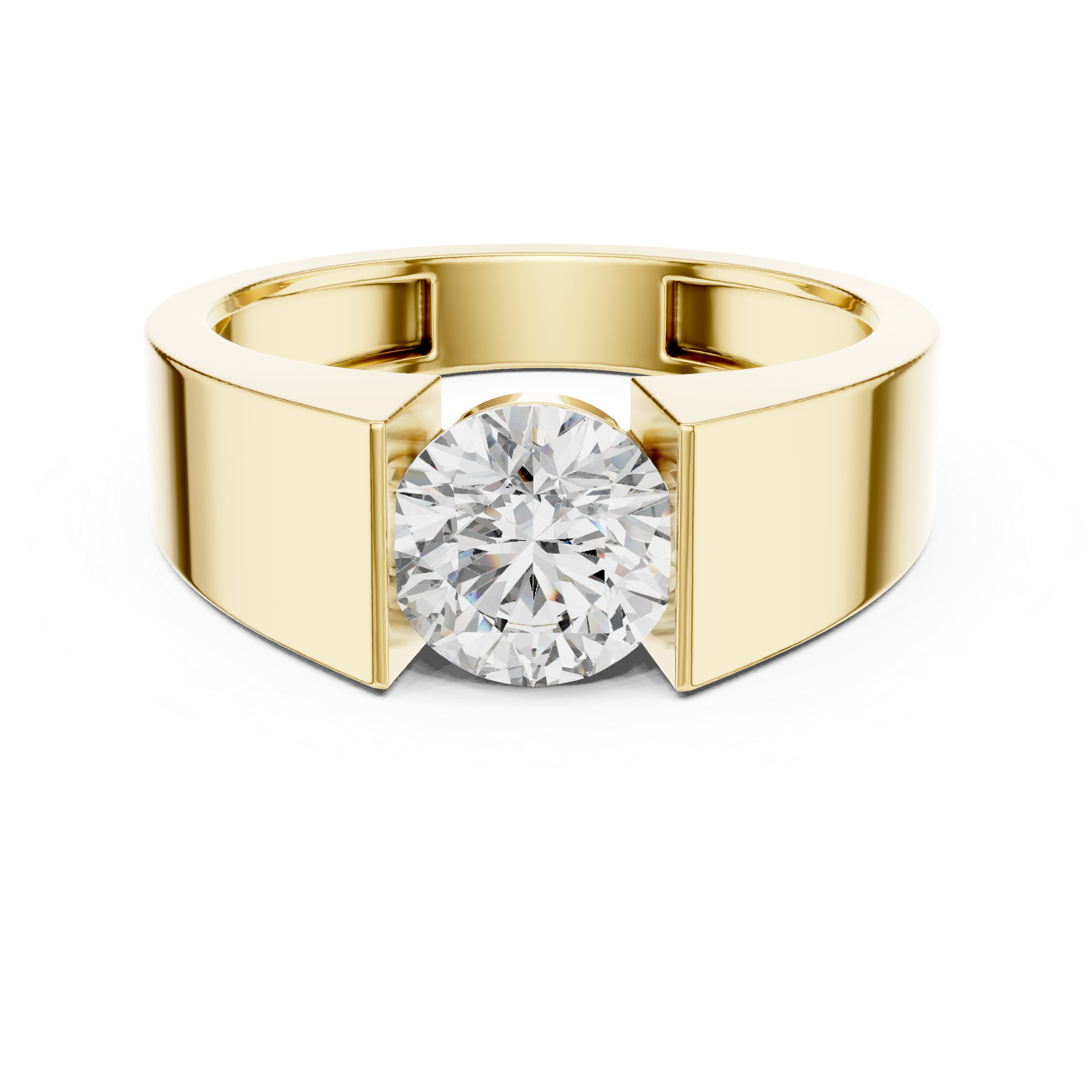 Round Cut Diamond Tension-Set Solitaire Ring