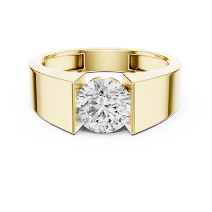 Round Cut Diamond Tension-Set Solitaire Ring