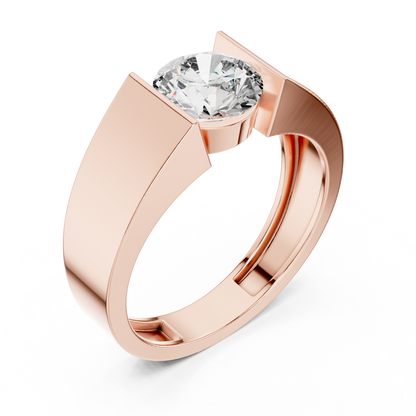 Round Cut Diamond Tension-Set Solitaire Ring