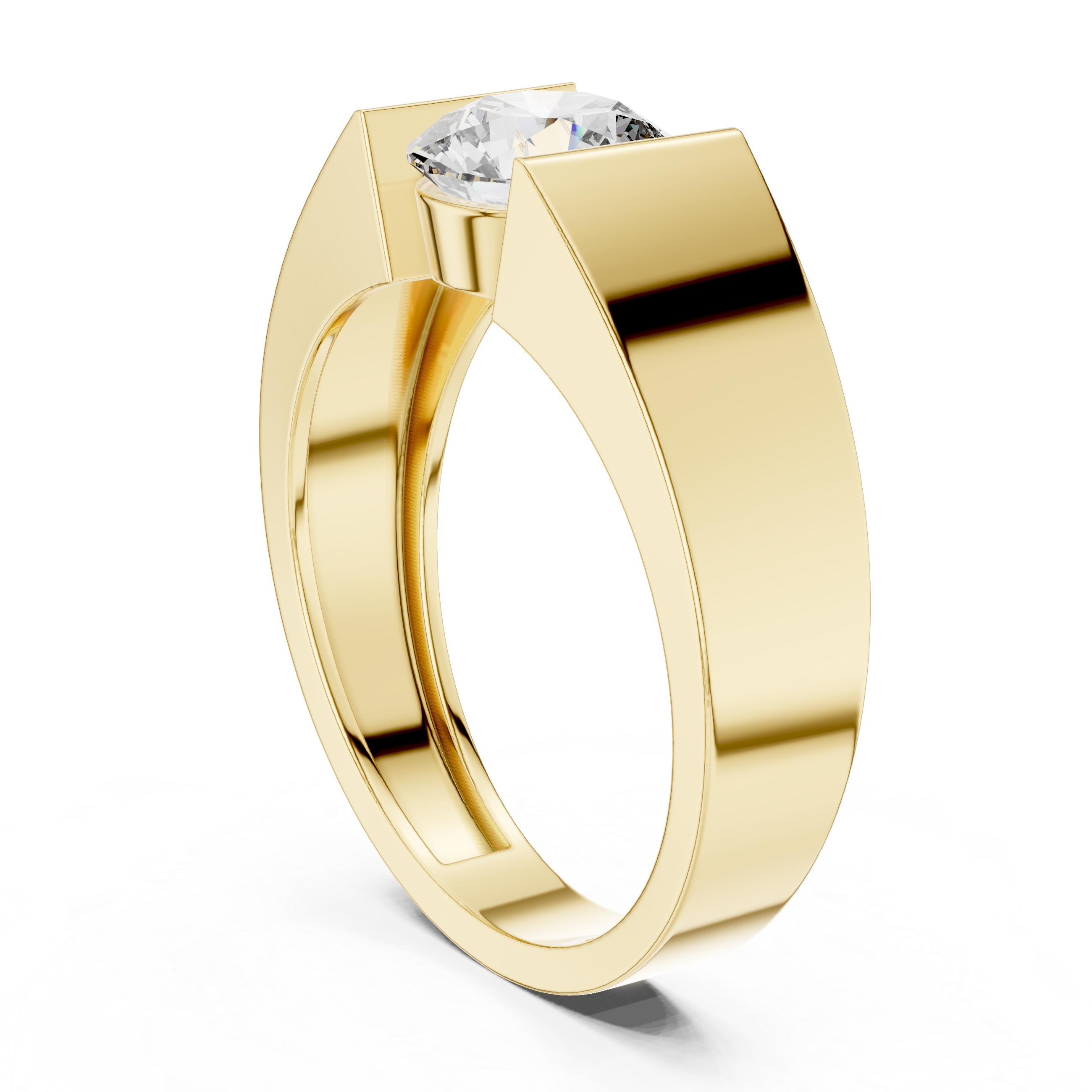 Round Cut Diamond Tension-Set Solitaire Ring