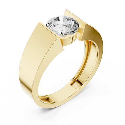 Round Cut Diamond Tension-Set Solitaire Ring