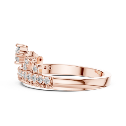Round Cut Diamond Filigree Crown Band Ring
