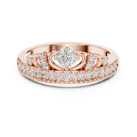 Round Cut Diamond Filigree Crown Band Ring