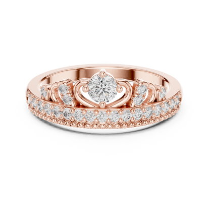 Round Cut Diamond Filigree Crown Band Ring