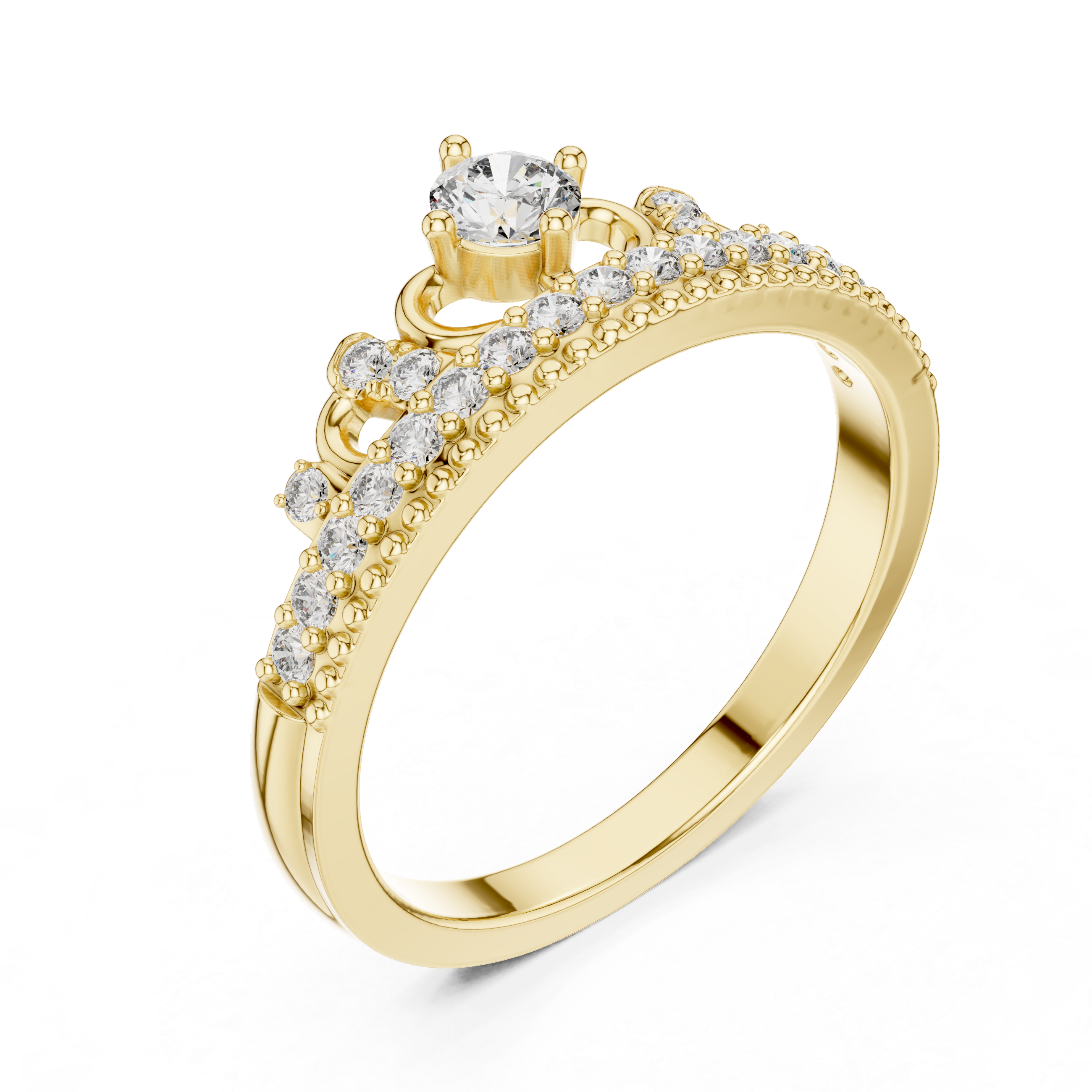 Round Cut Diamond Filigree Crown Band Ring