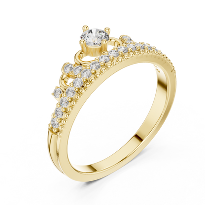 Round Cut Diamond Filigree Crown Band Ring