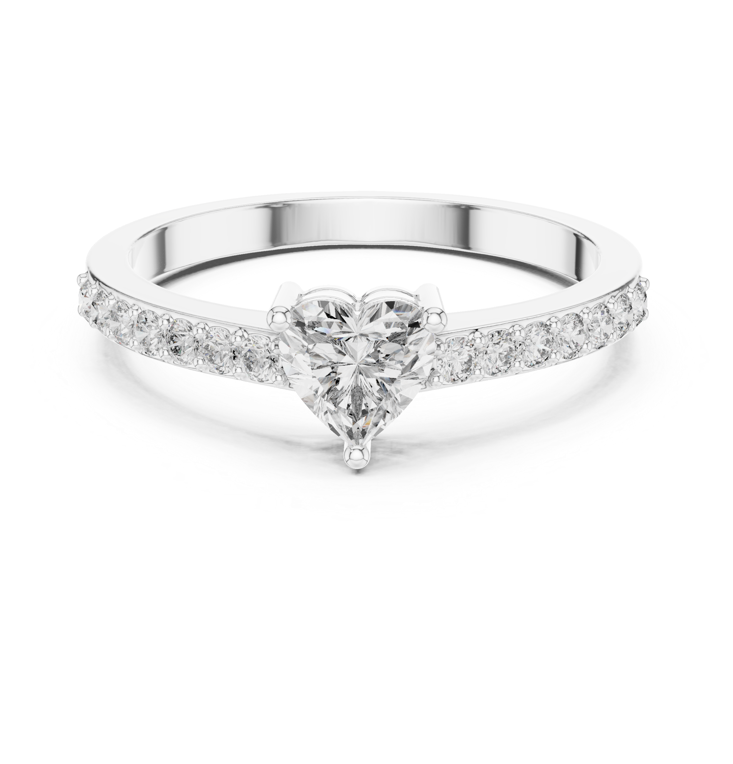 Elegant Heart Cut Pavé Engagement Ring