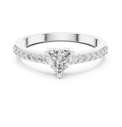 Elegant Heart Cut Pavé Engagement Ring
