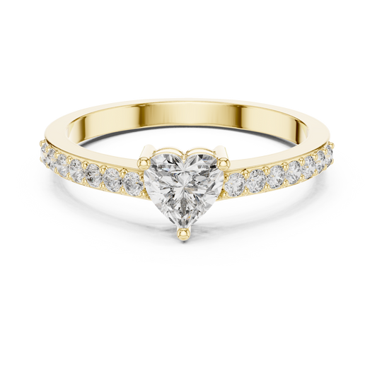 Elegant Heart Cut Pavé Engagement Ring