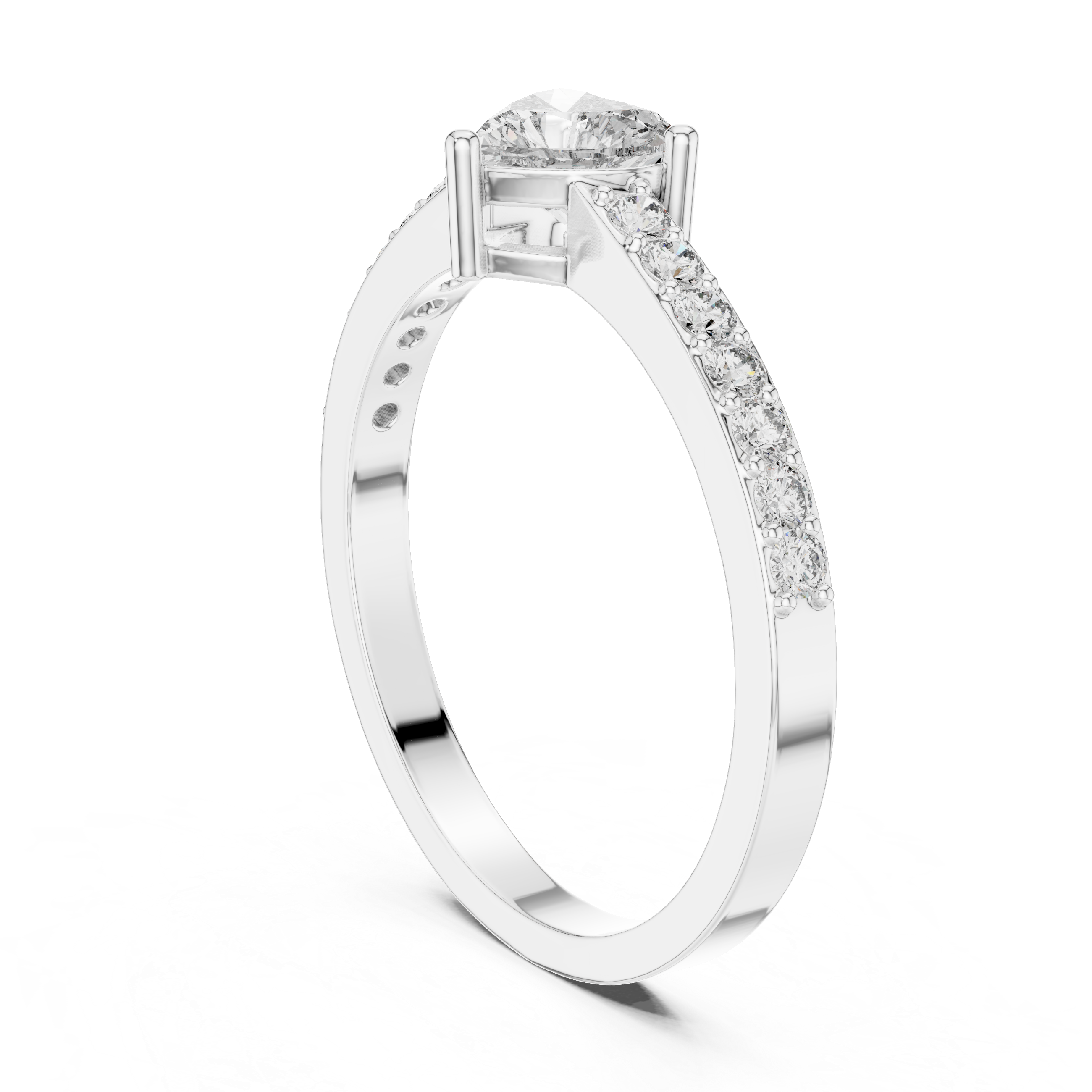 Elegant Heart Cut Pavé Engagement Ring