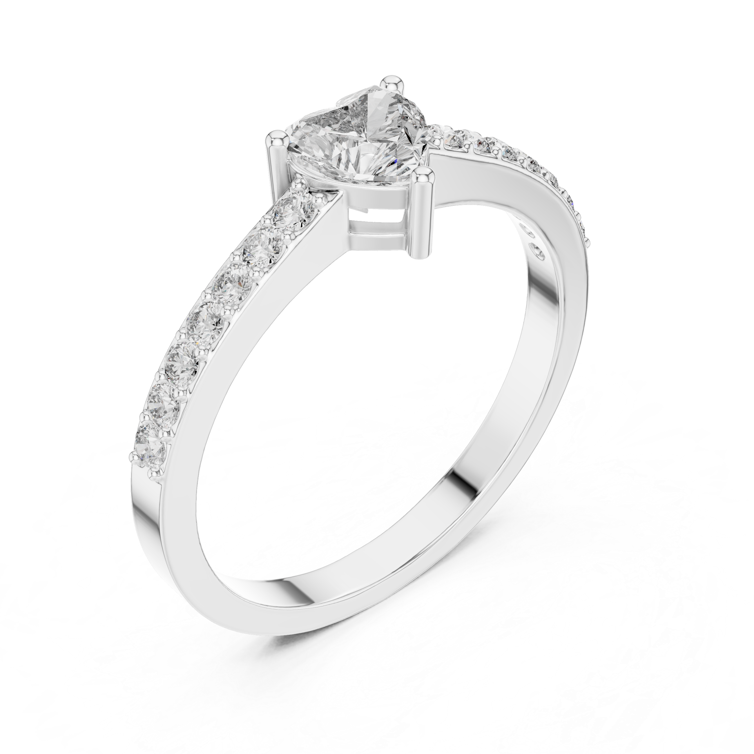Elegant Heart Cut Pavé Engagement Ring