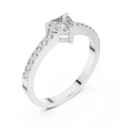 Elegant Heart Cut Pavé Engagement Ring