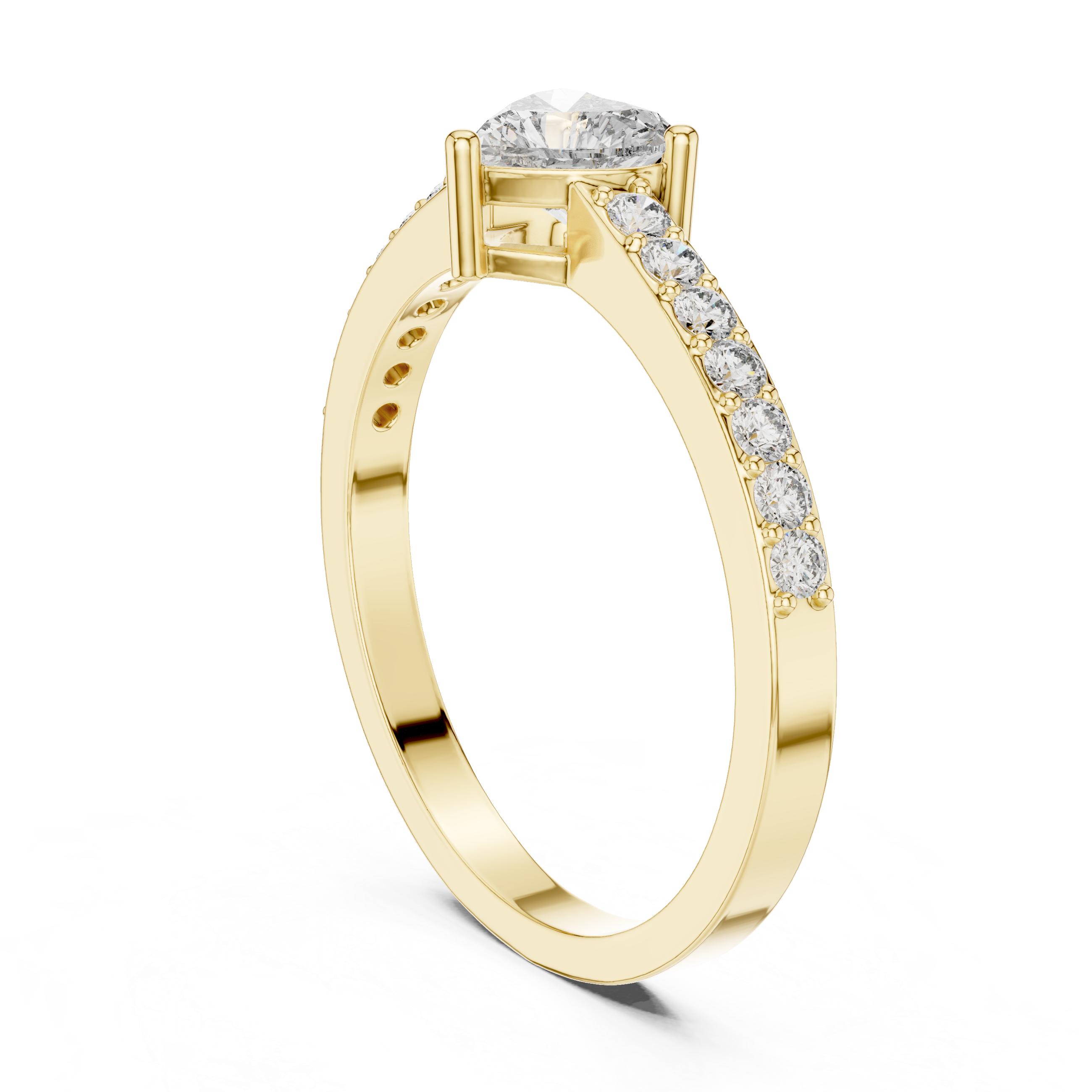 Elegant Heart Cut Pavé Engagement Ring