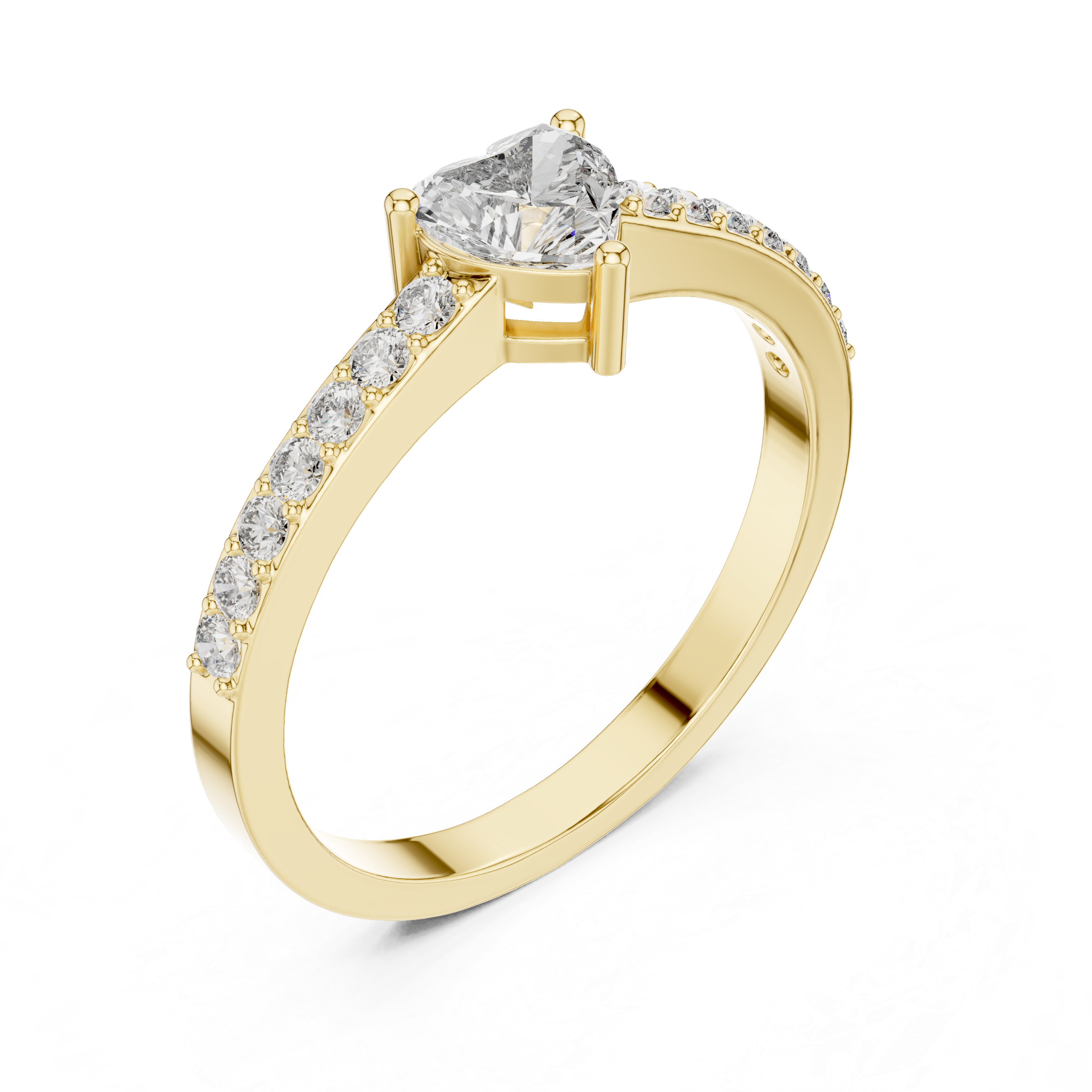 Elegant Heart Cut Pavé Engagement Ring