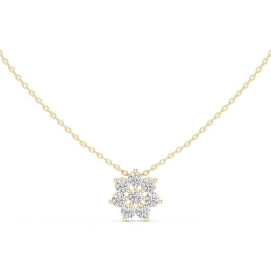 Diamond Flower Cluster Fixed Pendant
