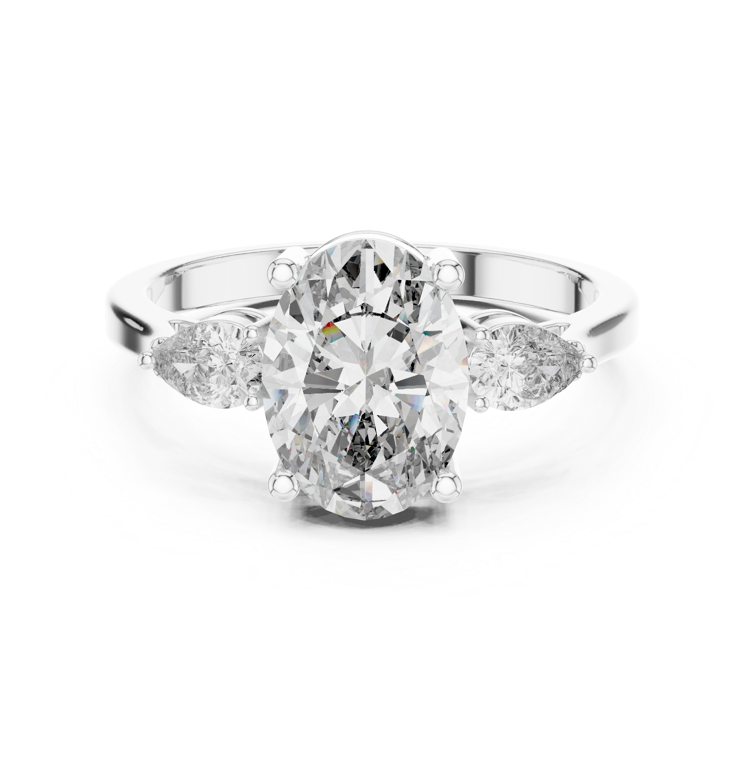 Elegant Oval Trilogy Diamond Engagement Ring