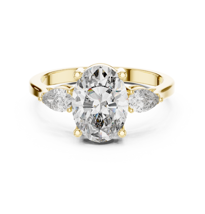Elegant Oval Trilogy Diamond Engagement Ring