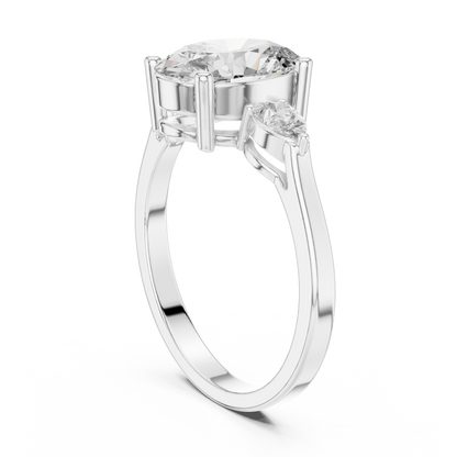 Elegant Oval Trilogy Diamond Engagement Ring