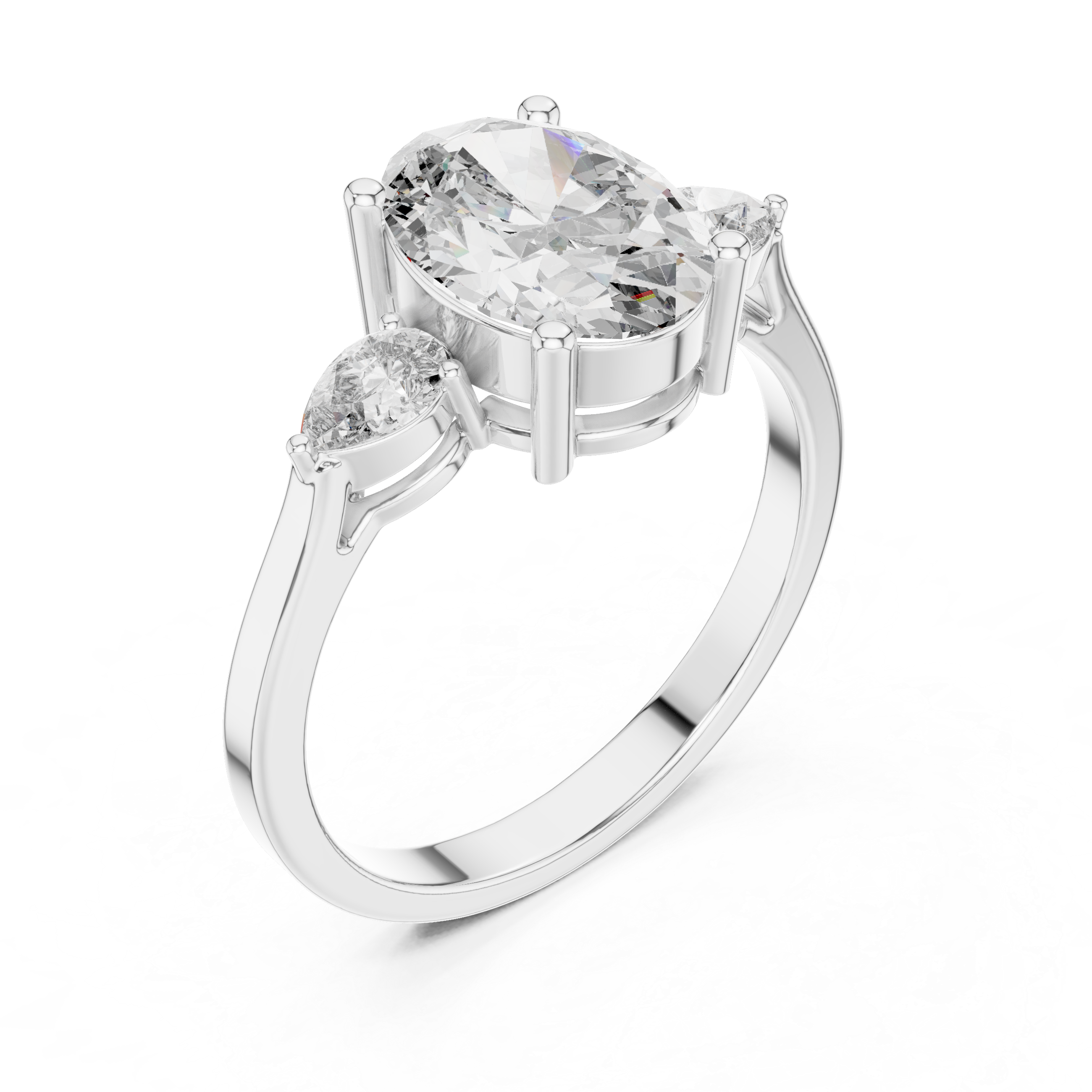 Elegant Oval Trilogy Diamond Engagement Ring