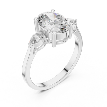 Elegant Oval Trilogy Diamond Engagement Ring