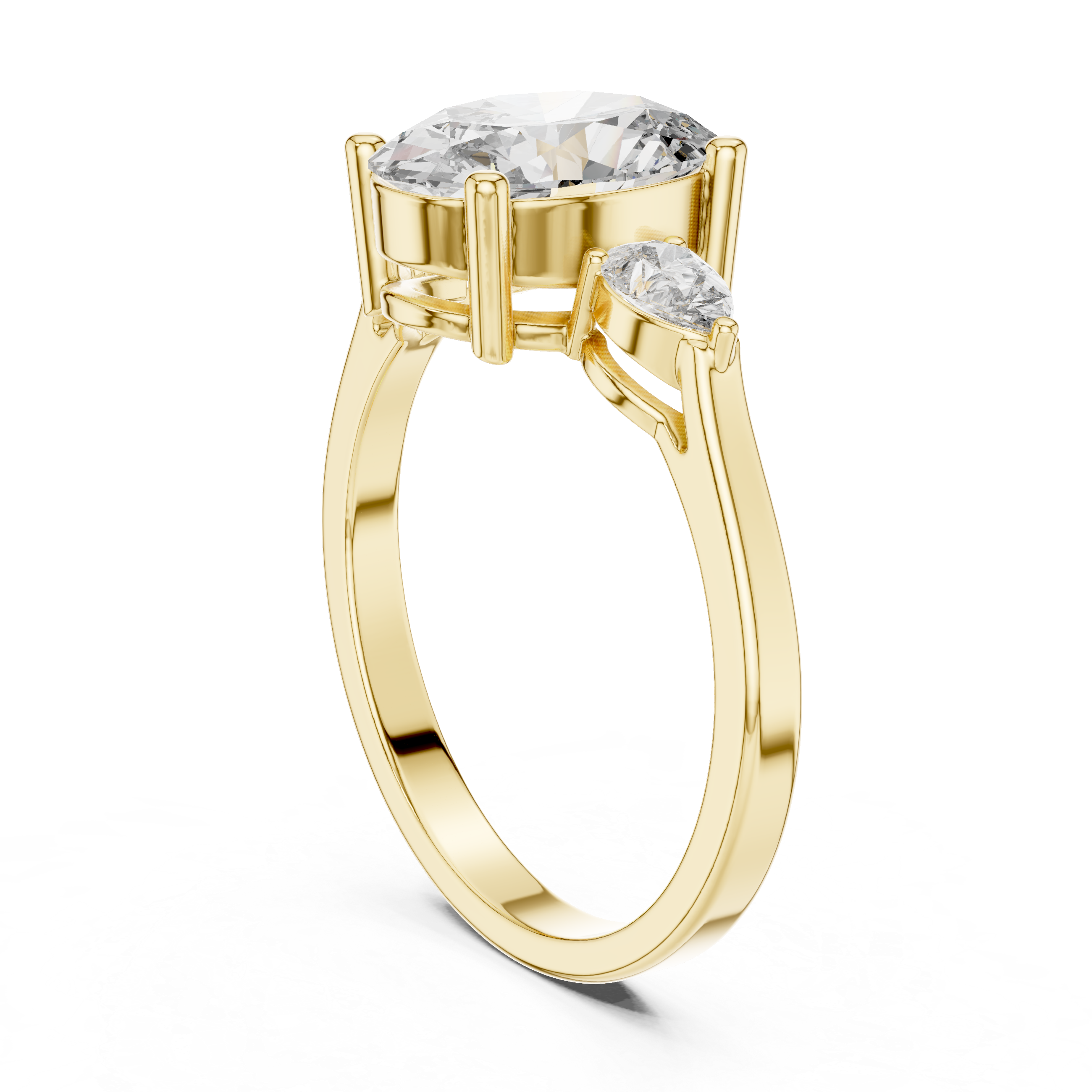 Elegant Oval Trilogy Diamond Engagement Ring