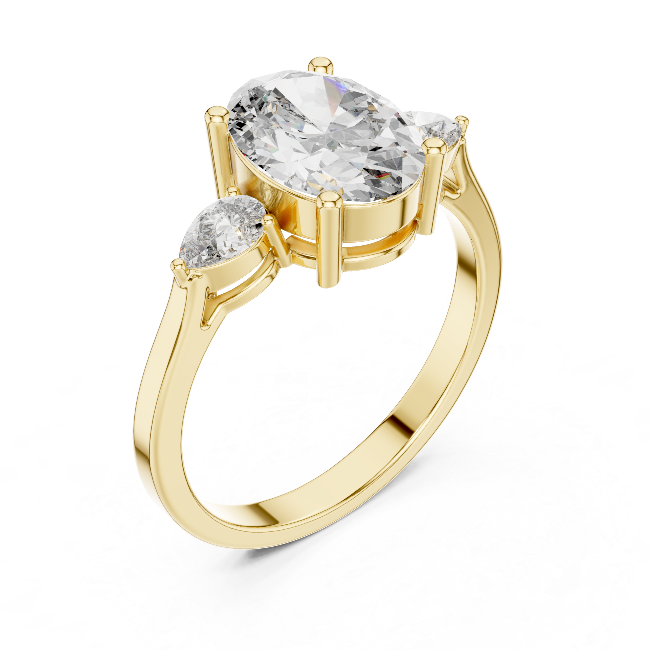 Elegant Oval Trilogy Diamond Engagement Ring