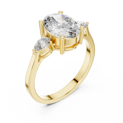 Elegant Oval Trilogy Diamond Engagement Ring