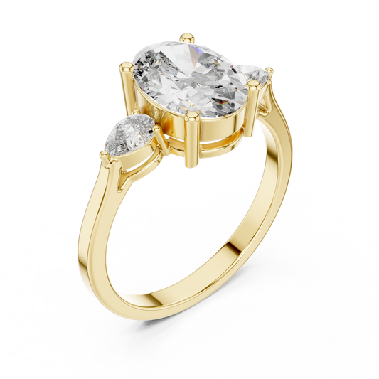 Elegant Oval Trilogy Diamond Engagement Ring