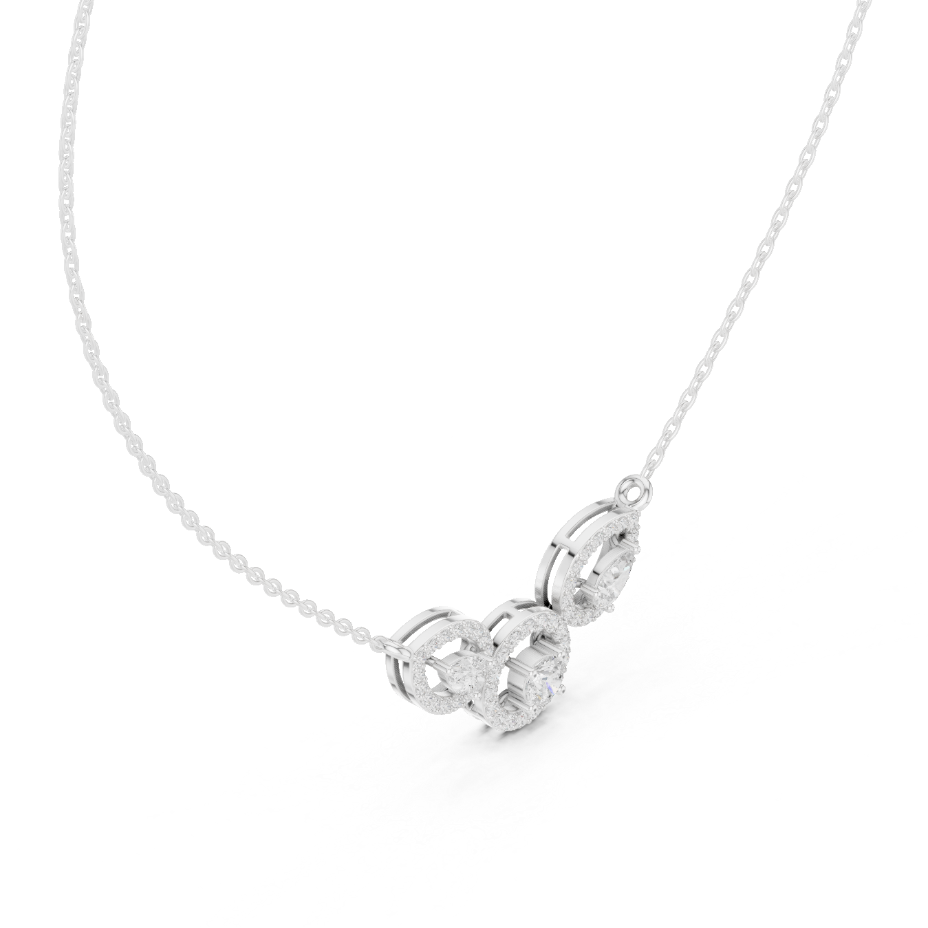 Three-Stone Halo Mangalsutra