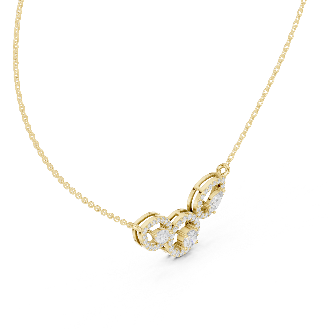 Three-Stone Halo Mangalsutra