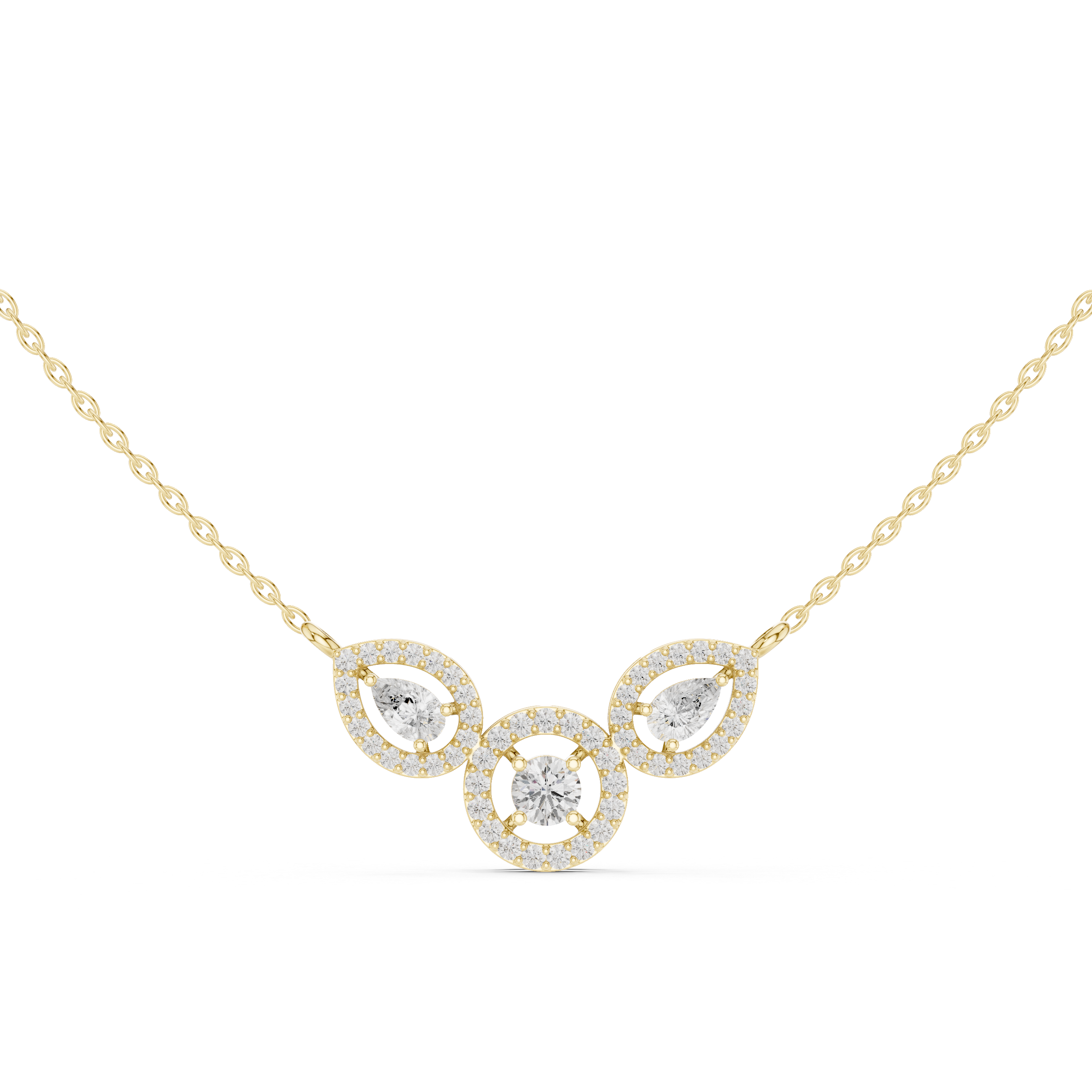 Three-Stone Halo Mangalsutra