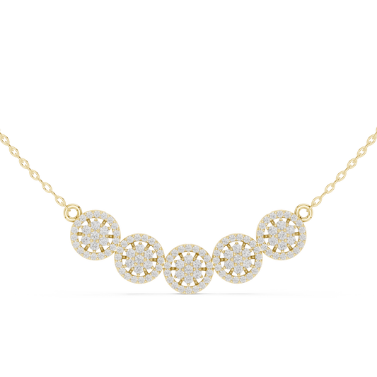 Floral Halo Curved Bar Diamond Fixed Pendant