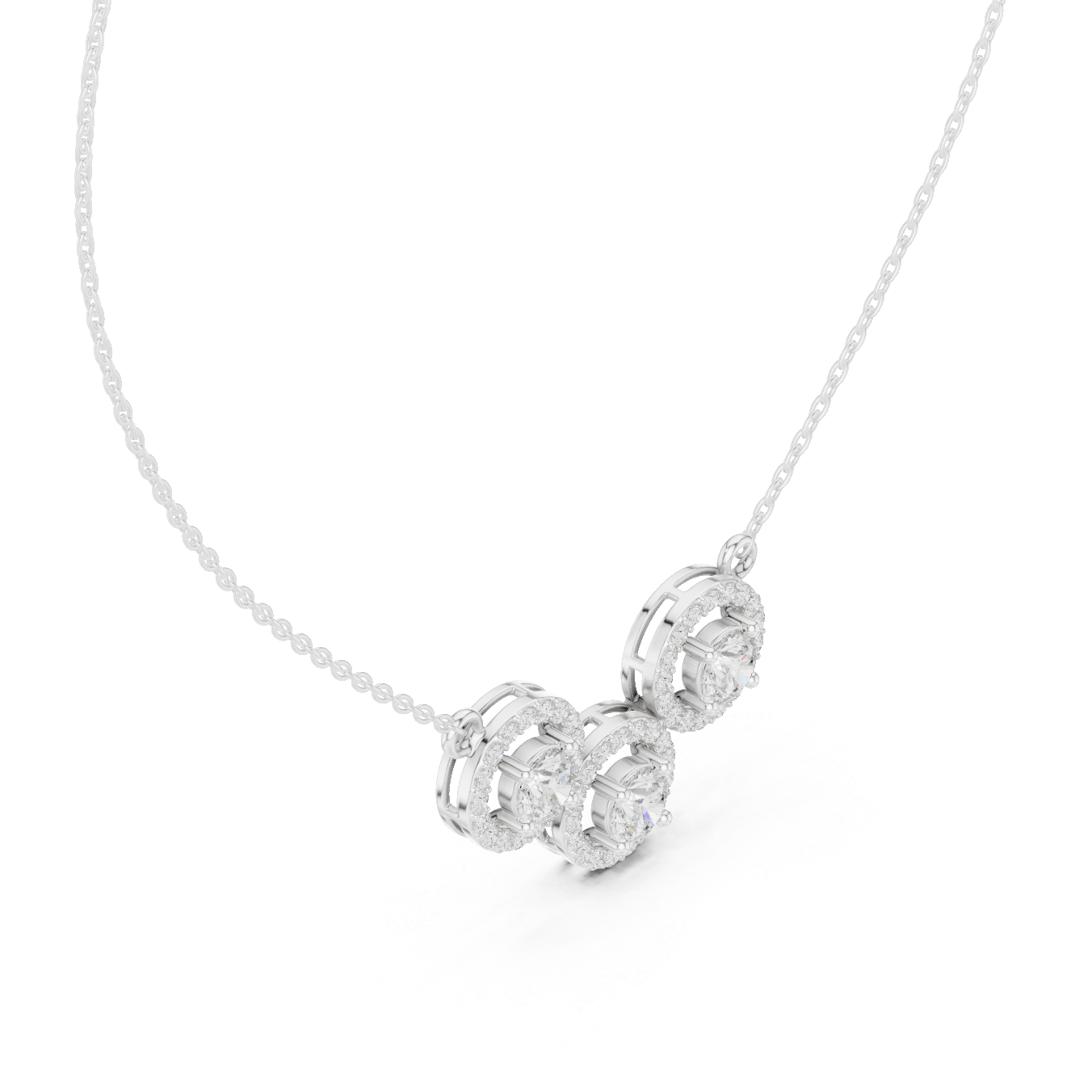 Three-Stone Circular Halo Mangalsutra