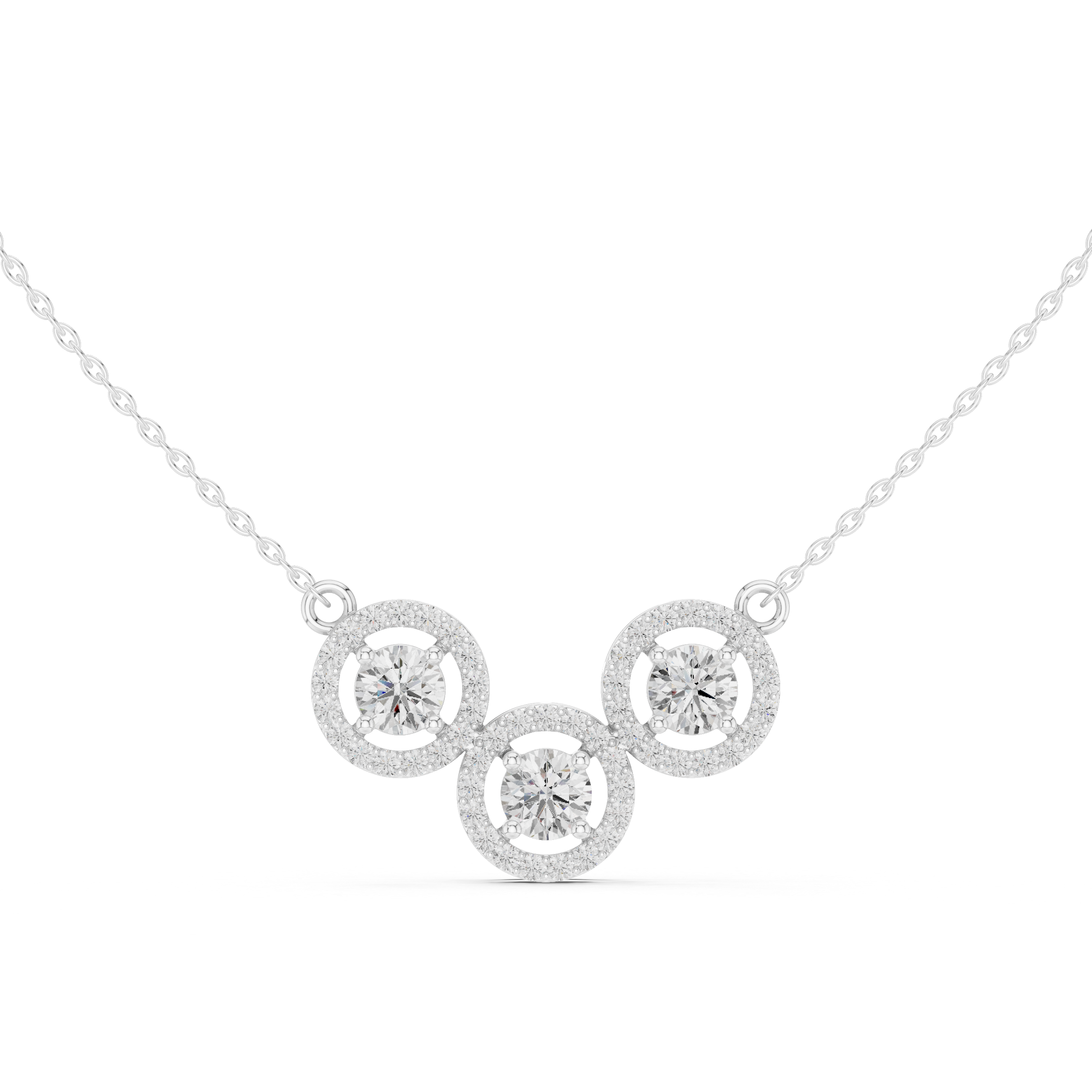 Three-Stone Circular Halo Mangalsutra