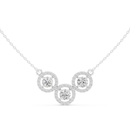 Three-Stone Circular Halo Mangalsutra