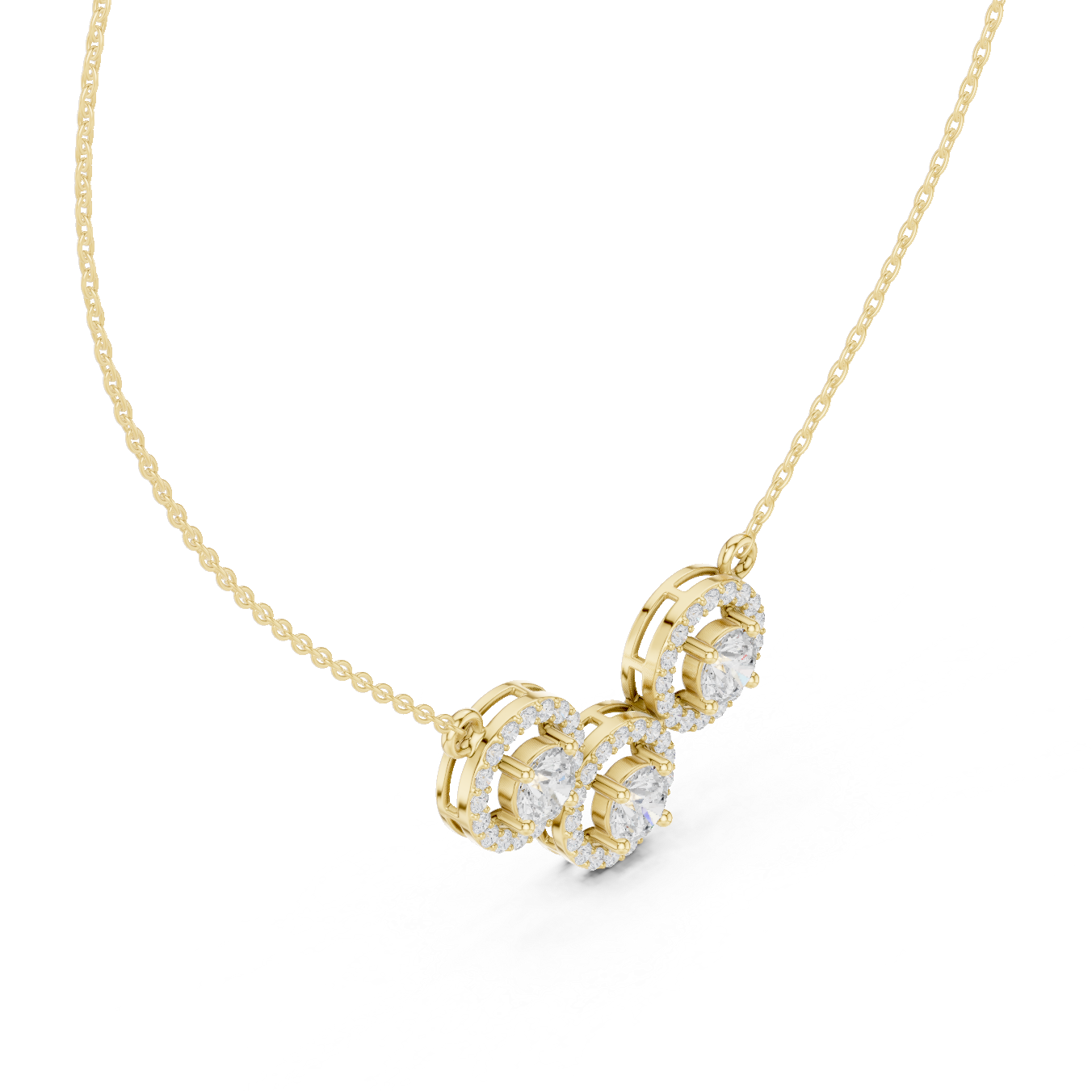 Three-Stone Circular Halo Mangalsutra