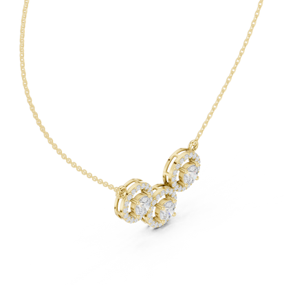 Three-Stone Circular Halo Mangalsutra