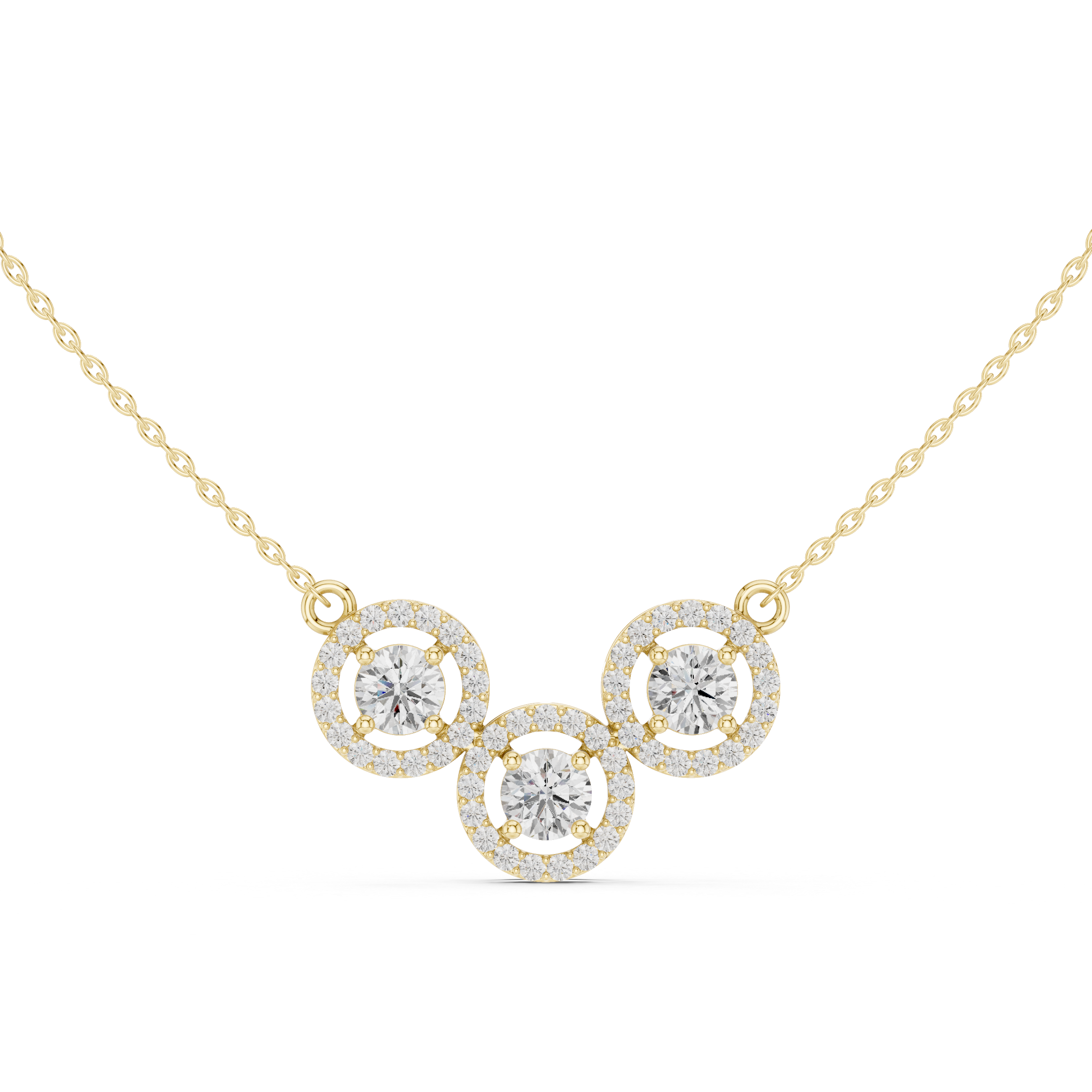 Three-Stone Circular Halo Mangalsutra